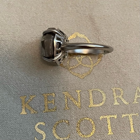 Kendra Scott Ryan Rhodium Platinum Drusy Silver Cocktail Ring.  Size 6 - Picture 5 of 7